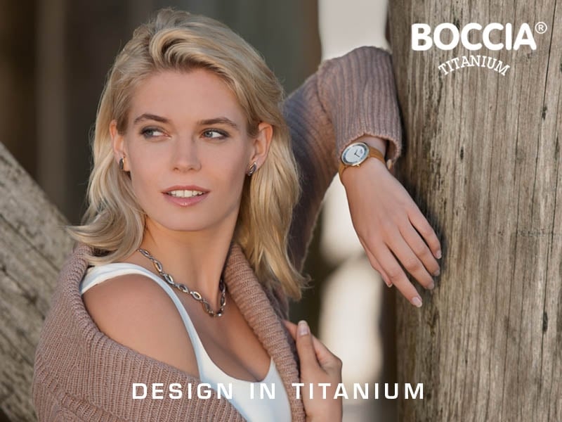 Boccia, sieraden van titanium zowel met goud en diamant. Licht in dragen en anti-allergisch.